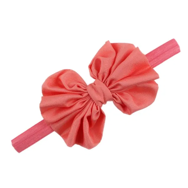 Color: Watermelon red - Baby girls hair bow flower Headband Kids Girls Bowknot Elastic Hair Band Headwear Newborn Head Band children hair Accessories