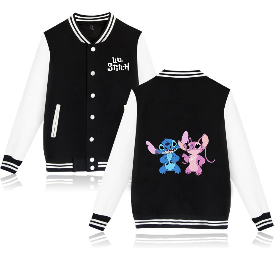 Color: Khaki, Size: XXS - Lilo Stitch Baseball Jacket Men Women Hip Hop Harajuku Jackets Streetwear Kids Boys Girls Loose College Coats