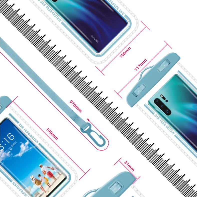 Color: WHITE, Material: ABS, Bundle: Case & Strap - Taidacent 7.2 Inch Universal Outdoor Waterproof Phone Bag Wholesale Mobile Phone Bag Waterproof Phone Case Drift Swimming Bag