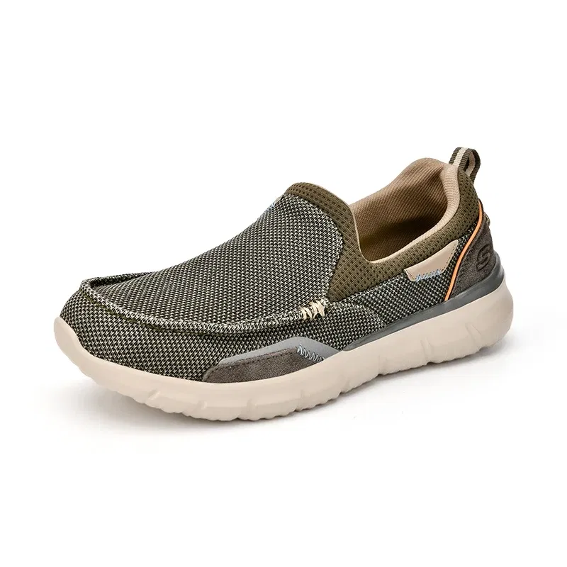 Color: Sky blue, Shoe Size: 41.5 - SKECHERS Men's Breathable Canvas Shoes Slip on Men Fashion Outdoor Sneakers Lightweight Boat Shoes Male Flats Driving Loafer