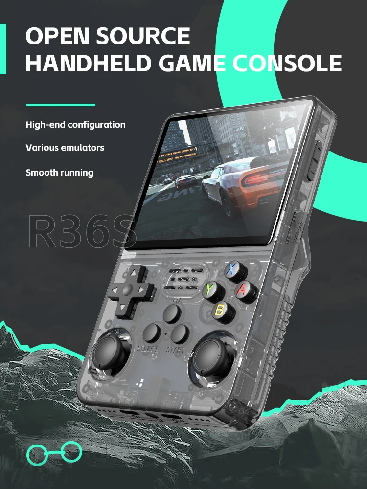 Color: Black - Data Frog R36S Retro Handheld Video Game Console Linux System 3.5 Inch IPS Screen R35S Plus Portable Pocket Video Player