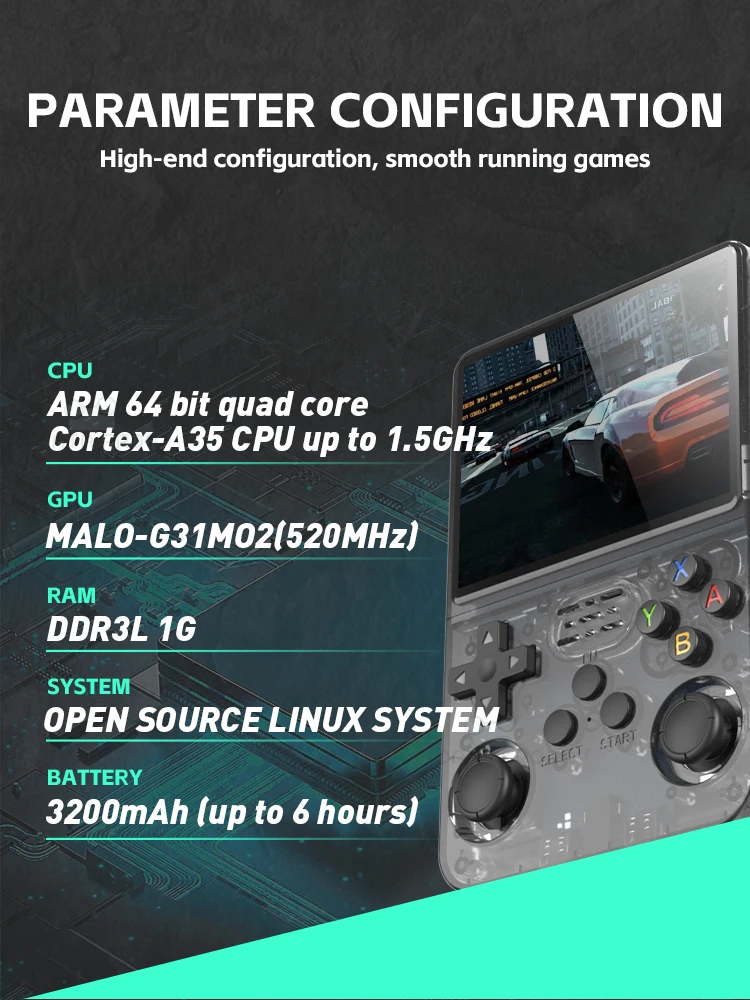 Color: Black - Data Frog R36S Retro Handheld Video Game Console Linux System 3.5 Inch IPS Screen R35S Plus Portable Pocket Video Player
