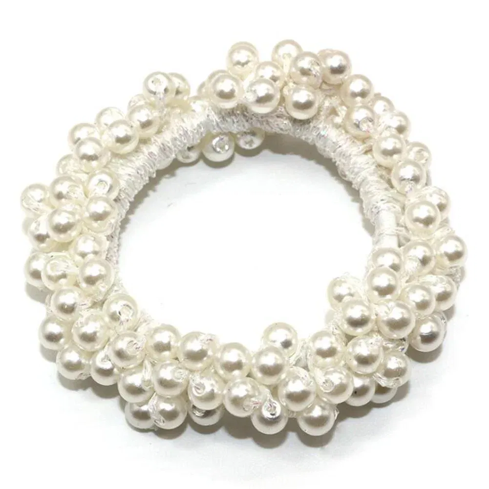 Color: Ginger - 2022 Fashion Woman Big Pearl Hair Ties Korean Style Hairband Scrunchies Girls Ponytail Holders Rubber Band Hair Accessories