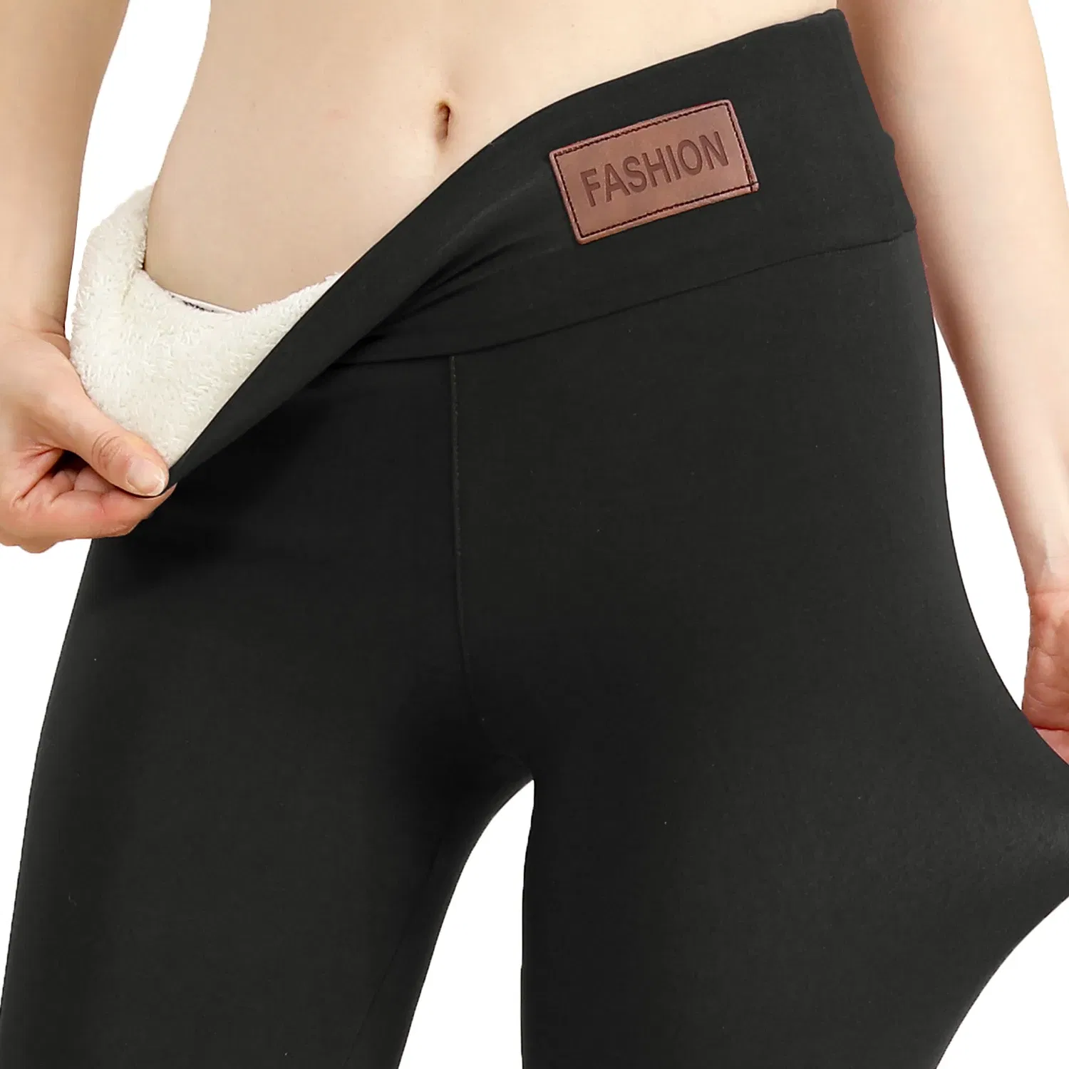 Color: Blue, Size: XL - Super Warm Winter Leatherlabel Leggings Of Women Skinny Stretch High Waist Prevent Cold Leggings Casual Classic Pants