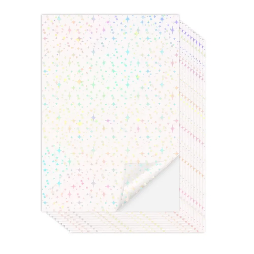 Color: Orange - 10 Sheets Cold Laminating Film Paper A4 Sheet Self Adhesive Sticker Protect Photo Waterproof Transparent Star Lamination Film