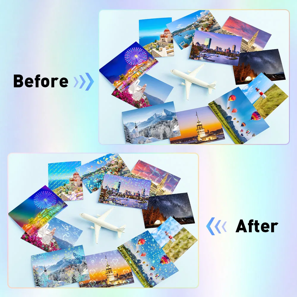 Color: Orange - 10 Sheets Cold Laminating Film Paper A4 Sheet Self Adhesive Sticker Protect Photo Waterproof Transparent Star Lamination Film