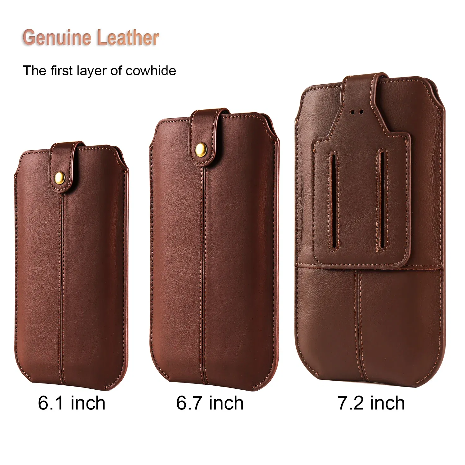 Color: black, Material: ABS - Genuine Leather 7.2 Phone Pouch Belt Clip Case For iPhone 16 15 14 13 Pro Max,Samsung S24 S23 Plus,Redmi Note 12 Waist Bag Cover