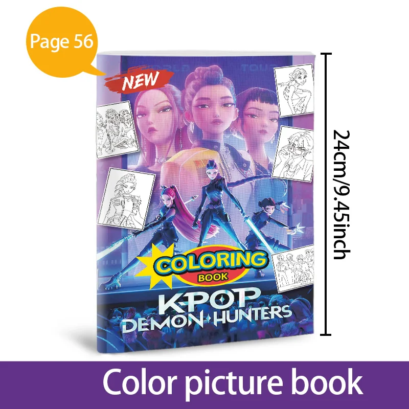 Color: light yellow - KPop Demon Hunter Coloring Books Anime Cartoon Line Drawing Children's Sketch Picture Book Kid's Birthday Gift / Christmas Gift