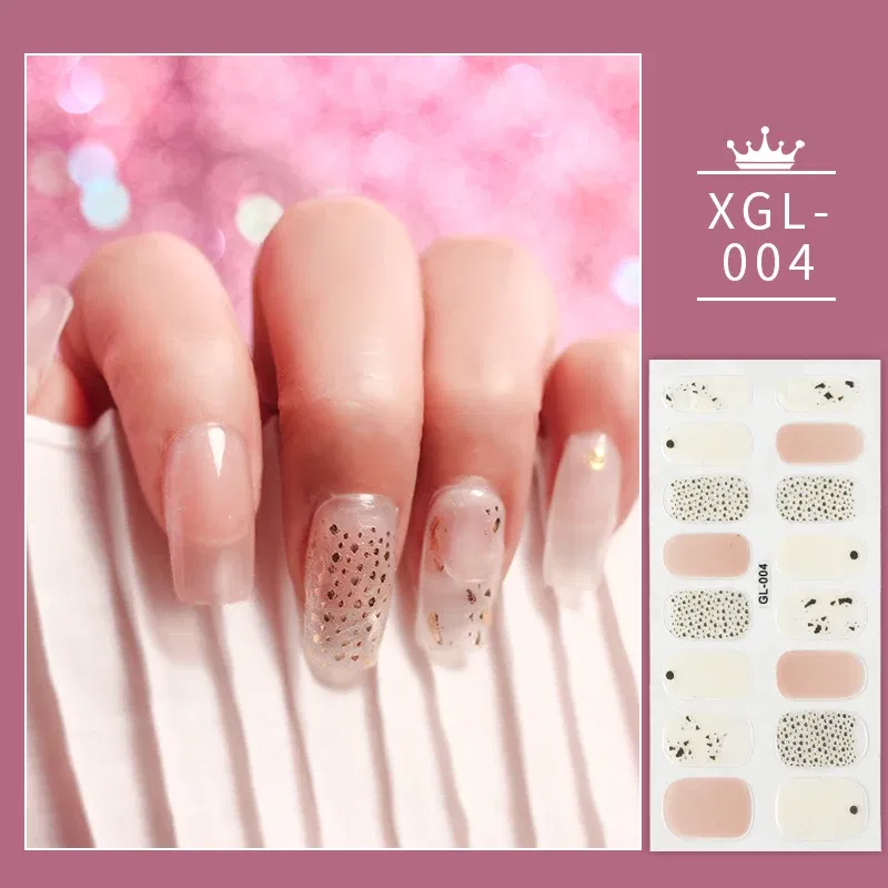 Color: green - 1 Sheet Glitter Nail Stickers Nail Art Polish Stickers Nail Tips Nail File Adhesive Wraps Manicure Decal Strips Drop Shipping