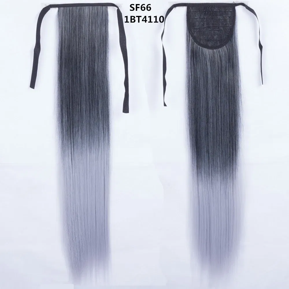 Color: Bug - LINWAN Synthetic Long Straight Wrap Around Clip In Ponytail Hair Extension Heat Reistan Pony Tail Fake Hair