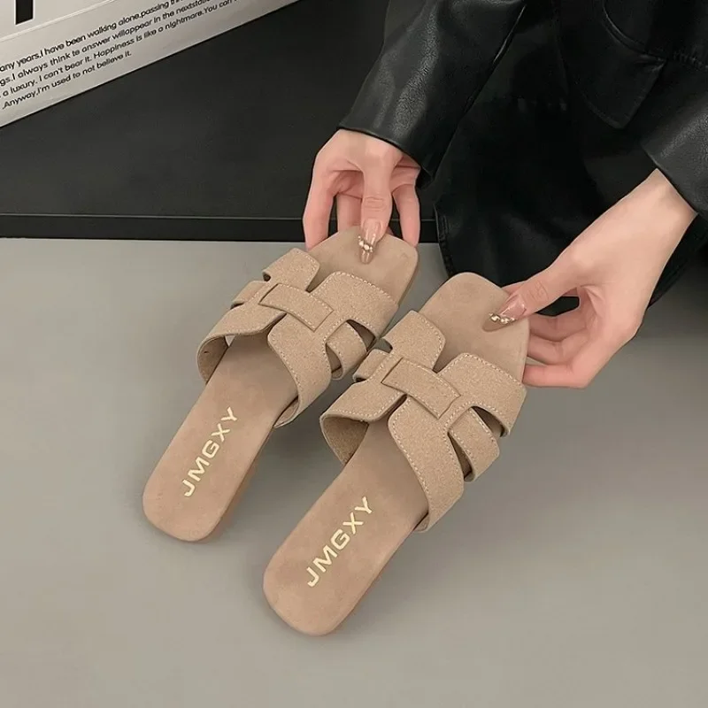 Color: black, Shoe Size: 37 - Summer New Women Slippers Flat Bottom Non-slip Outdoor Open Toe Beach Female Sandals Sexy Fashion Design Slides Woman Shoes