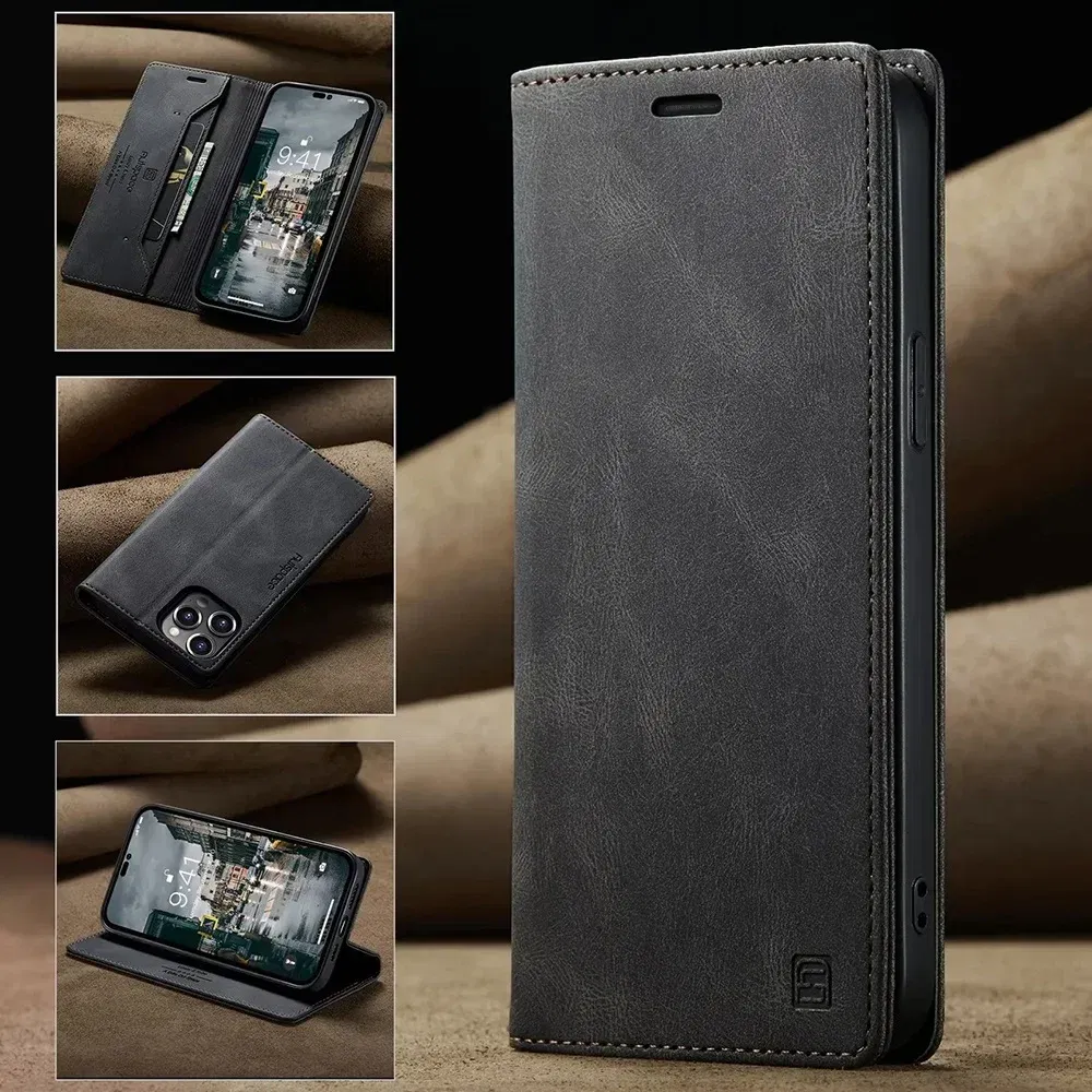 Color: black, Material: PE - Leather Cases for IPhone 16 15 14 13 12 11 Pro Max XR XS Max 8 7 6s Plus SE 2022 2020 Wallet Folio Flip Cover Rfid Blocking