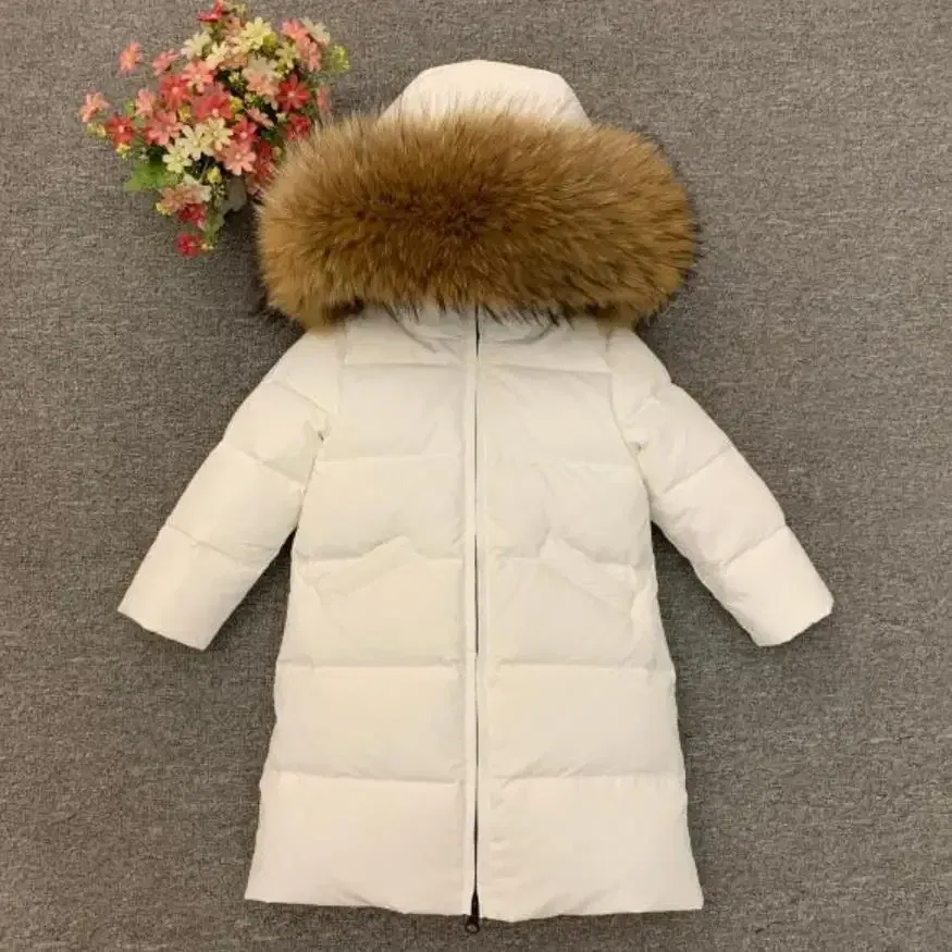 Color: Brown, Kid Size: 10 - Children Girl boy Winter real fur thickened down jackets 90 down Long Coat jacket overcoat baby kids clothing -30 outwear ws1245