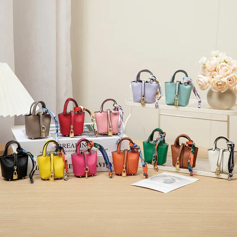 Color: Yellow - Mini Bag Pendant Keychain Hanging Accessory Zero Wallet Creative Portable Bracelet Bluetooth Earphone Bag Multifunctional