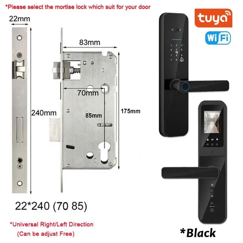 Color: Moss Green, Ships From: CHINA - New! Tuya Wifi Digital Electronic Smart Door Lock With Biometric Camera Fingerprint Smart Card Password Key Unlock