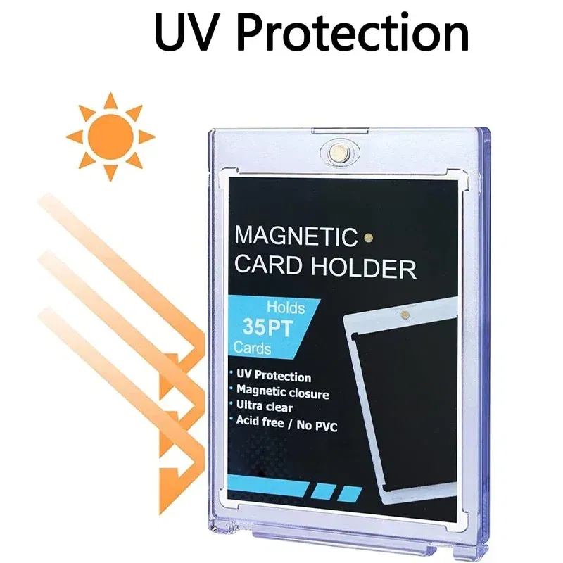 Color: grey - 10-1Pcs 35PT Hard Magnetic Card Holder for Kpop Idol Photo Cards Protective Sports Trading Card Toploaders Sleeves Display Case