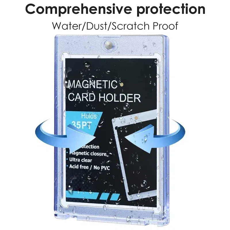 Color: grey - 10-1Pcs 35PT Hard Magnetic Card Holder for Kpop Idol Photo Cards Protective Sports Trading Card Toploaders Sleeves Display Case