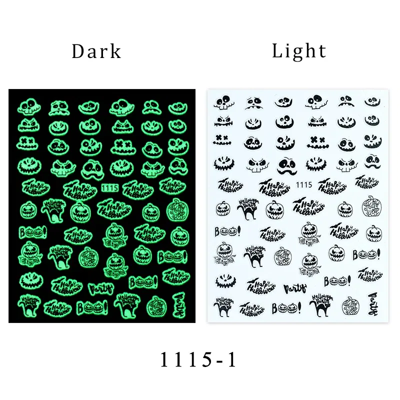 Color: Black Gray - 1Pc Christmas Stickers Santa Claus Snowflake Decals Catoon Image Muti- Pattern New Year Halloween Nail Art Stickers for Manicure