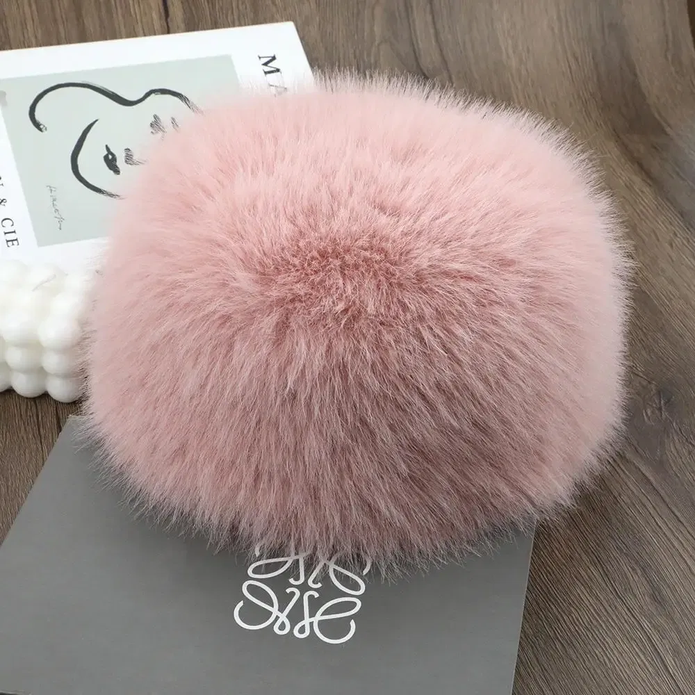 Color: Pink - New Fluffy Fur Women's Winter Hat Winter Snow Ski Cap Female Faux Fur Thick Warm Windproof Hat Russian Hat Mink Fisherman's Hat