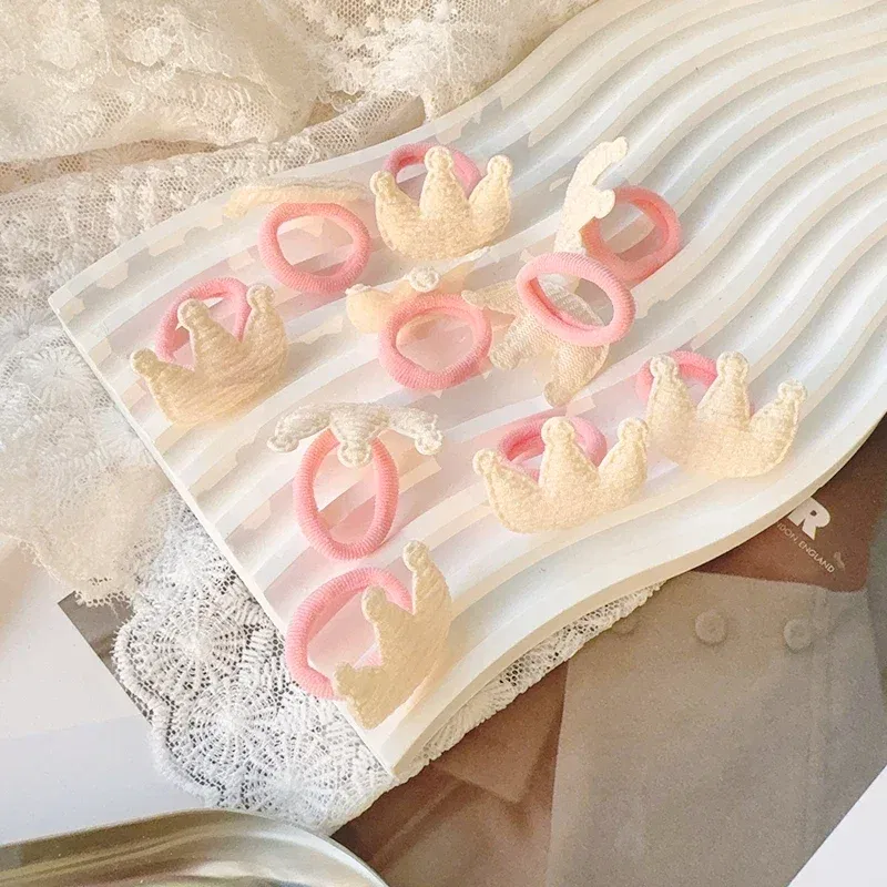 Color: camel - 10/30Pcs Children Hairbands No Harm Hair Cartoon Towel Rope Ponytail Holder Kids Mini Rubber Band Headwear Girls Halloween Gift