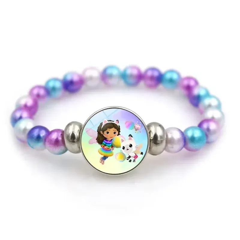 Color: PURPLE, Size: 12" - Gabby Dollhouse Bracelet Fashion Beaded Wristband Cartoon Anime Jewelry Accessories Kids Girls Boys Birthday Baby Shower Gift