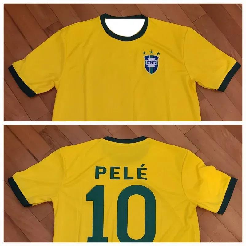 Color: Beige, Size: 12M - 2025 Men/Women Sports Enthusiasts T-shirt Brazil National Team Pele No.10 Youth Fast Drying Breathable Extra Large Casual Top