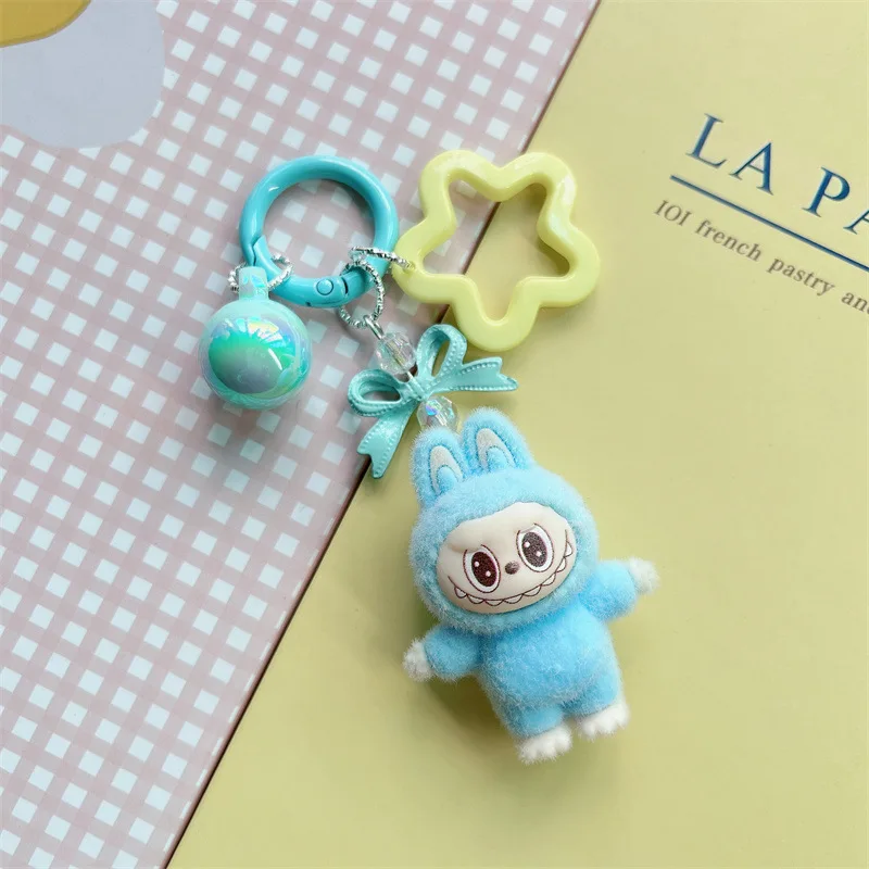Color: WHITE, Ships From: CHINA - Cute flocking anime keychains, charming 3D accessories, car key rings, jewelry, cartoon phone pendants, gifts