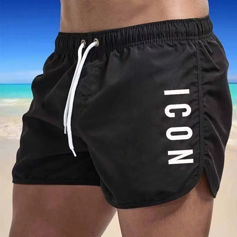 Color: Green, Size: L - ICON Summer men's luxury beach pants clothing quick dry gym jogging sexy shorts vacation casual swimming trunks