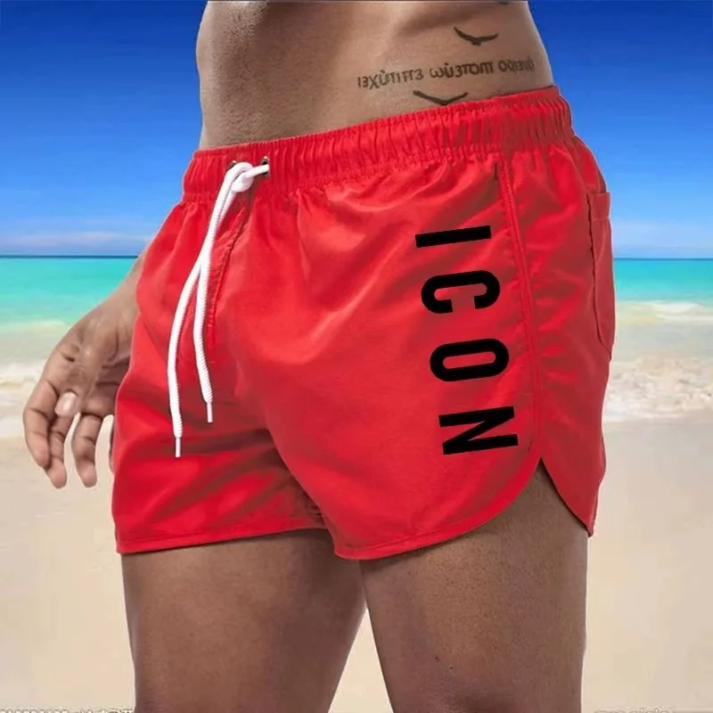Color: Green, Size: L - ICON Summer men's luxury beach pants clothing quick dry gym jogging sexy shorts vacation casual swimming trunks