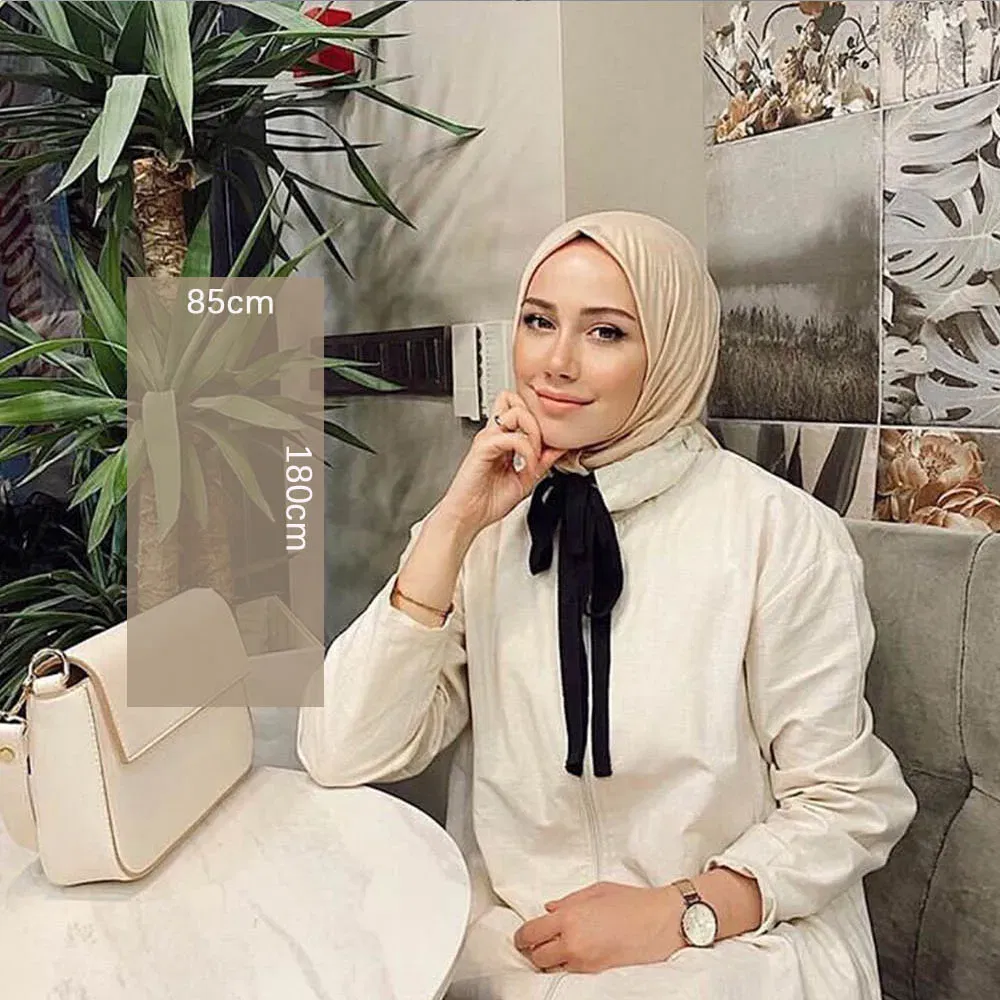 Color: dark ginger - 180X85cm Muslim Women Jersey Hijab Scarf Cotton Stretchy Premium Jersey HIjabs Soft Material Big Large Size Jersey Scarves