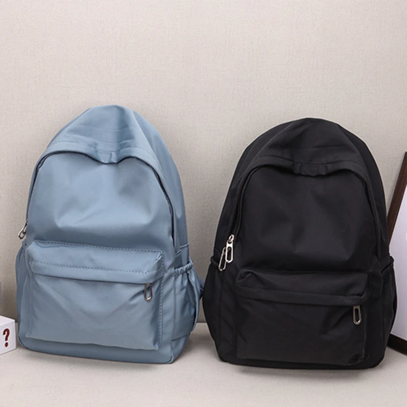 Color: SKY BLUE - Women Schoolbag Waterproof Large Capacity School Backpack Smooth Zipper Solid Teens Girl Casual Daypack Bag Student Supply NEW