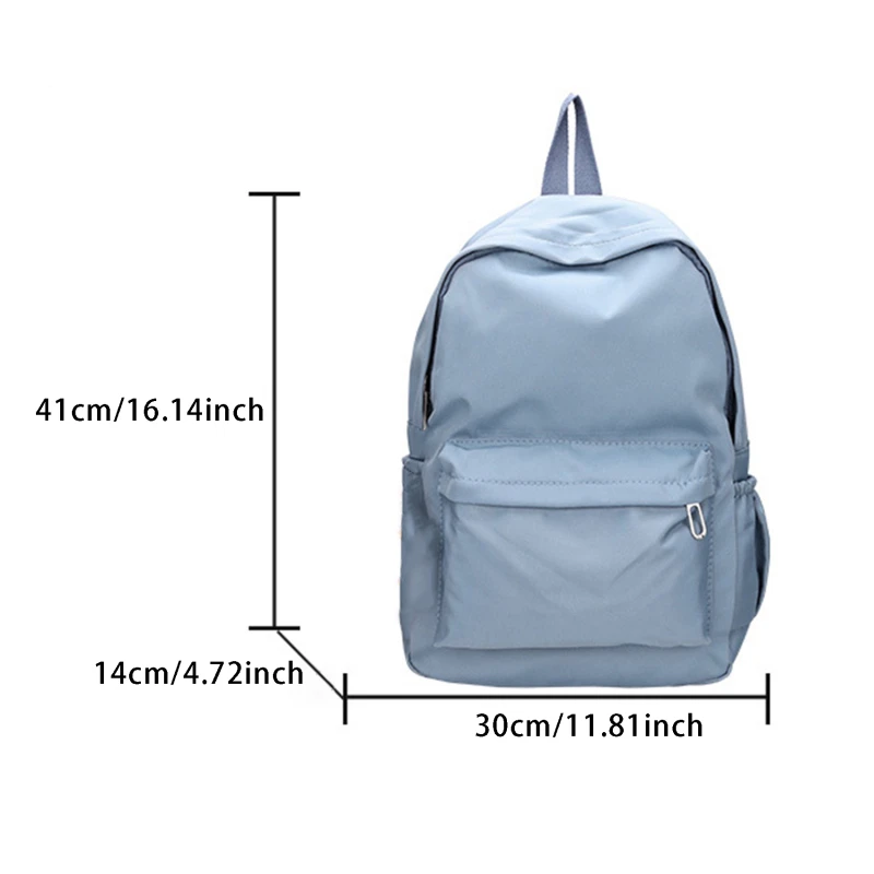 Color: SKY BLUE - Women Schoolbag Waterproof Large Capacity School Backpack Smooth Zipper Solid Teens Girl Casual Daypack Bag Student Supply NEW
