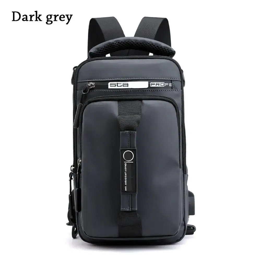 Color: black - Anti-theft Chest Shoulder Bag Men's Sling Crossbody Bag Messenger Backpack USB Port Bag