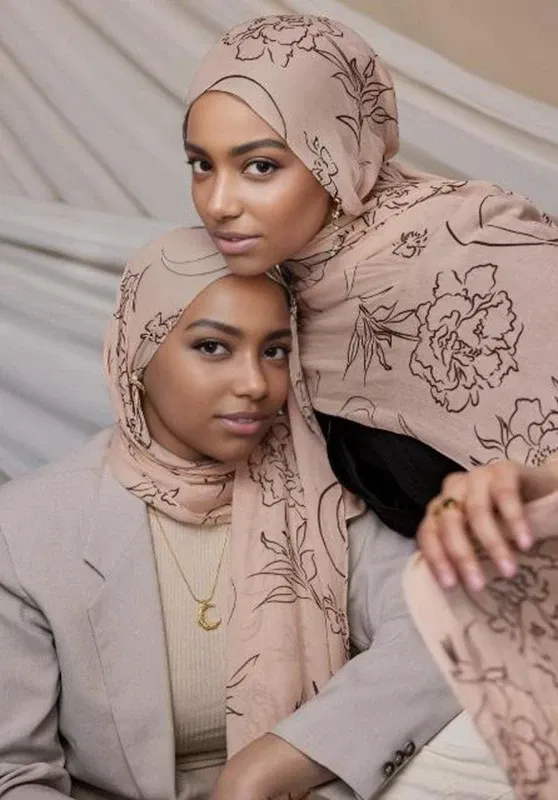 Color: Coffee - 1Pcs Ramadan Hijab Leopard Print Women Bohemian Watercolor Soft Muslim Hijabs Floral Breathable Shawl Wrap Scarf Headscarf Warm