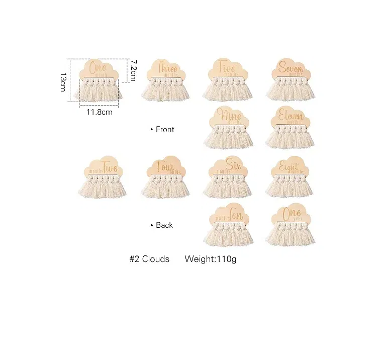 Color: khaki, Ships From: CHINA - Baby Balloon Milestone Number Monthly Memorial Month Card Newborn Baby Wooden Engraved Age Photography Accessories Birthing Gift