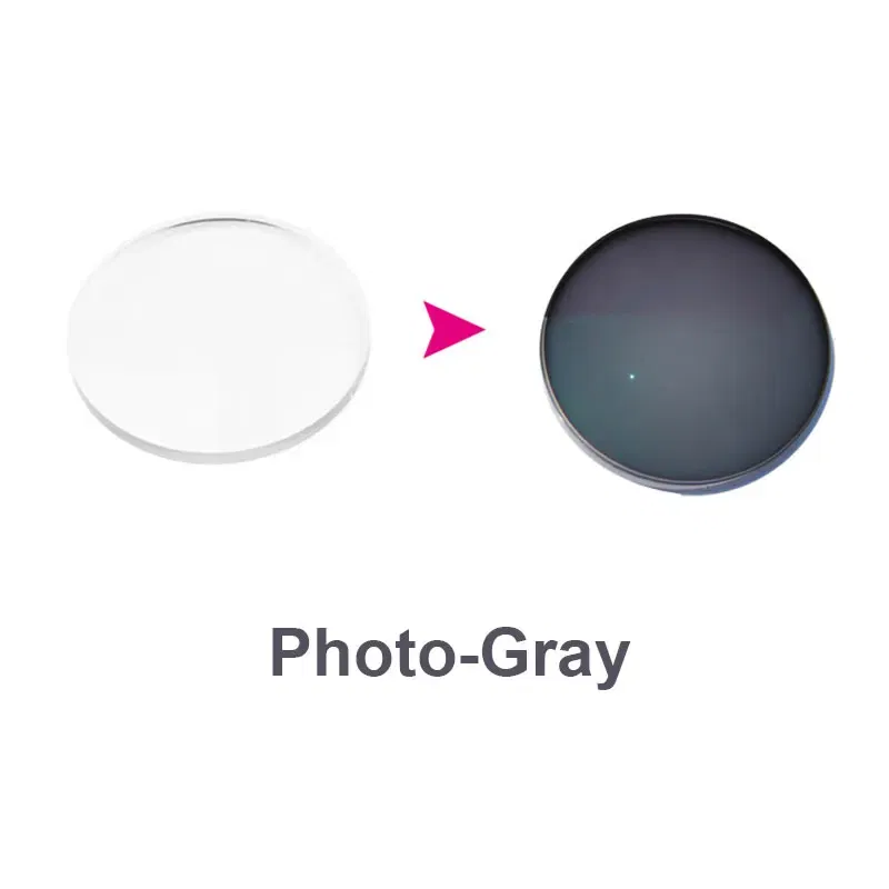 Lenses Color: black, Lens Index: 1.56 - 1.56 1.61 1.67 Photochromic-Gray Lenses with Anti-blue Ray Protection Optical Prescription Glasses Myopia Hyperopia Lenses