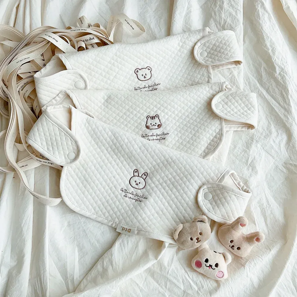 Color: GRAY - 3pcs/Set Waterproof Baby Bibs Muslin Saliva Towel Cotton Shoulder Pad Bite Cushion Baby Accessories Girl Burp Cloth