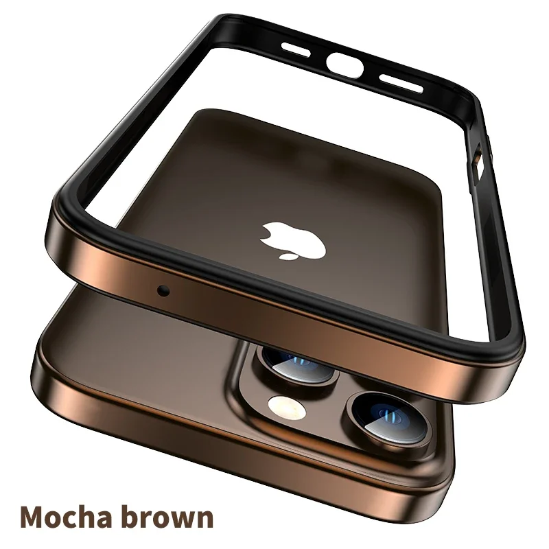 Color: GRAY, Material: EVA - Titanium Metal Frame Bumper Shockproof Case for IPhone 16 15 Pro Max Plus 5G for Apple Solid Colour Protection Phone Cover