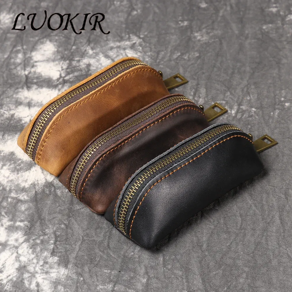 Color: black, Ships From: CHINA - LUOKIR New Men's Genuine Leather Coin Purse, Women's Crazy Horse Leather Key Pouch, Multifunctional Cowhide Clutch Storage Bag.