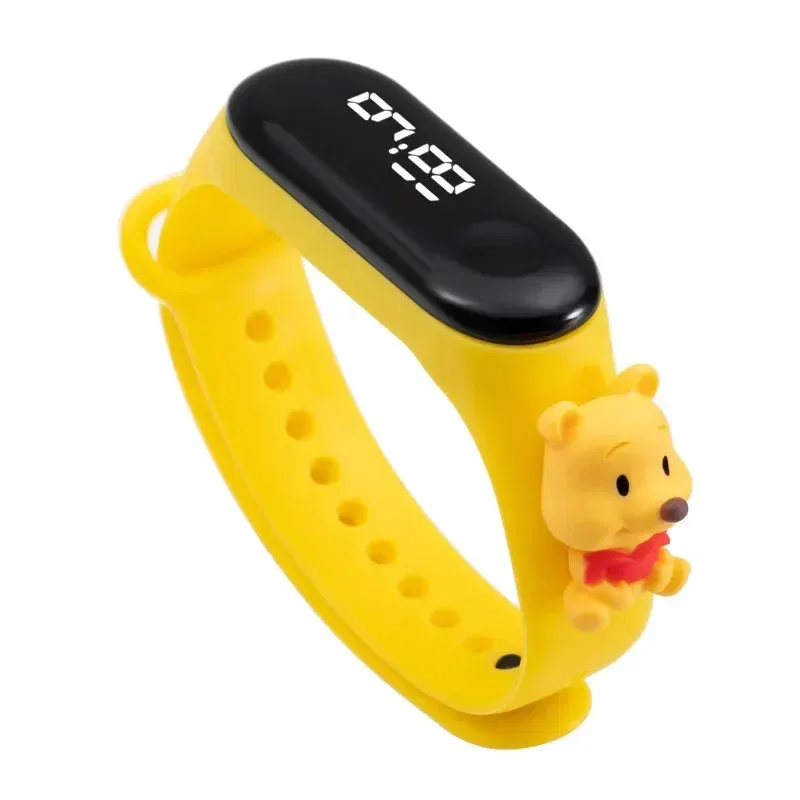 Color: Burgundy - Disney Stitch LED Waterproof Kids Digital Watch Spiderman Hulk Children Watch Sports Touch Electronic Kids Gifts