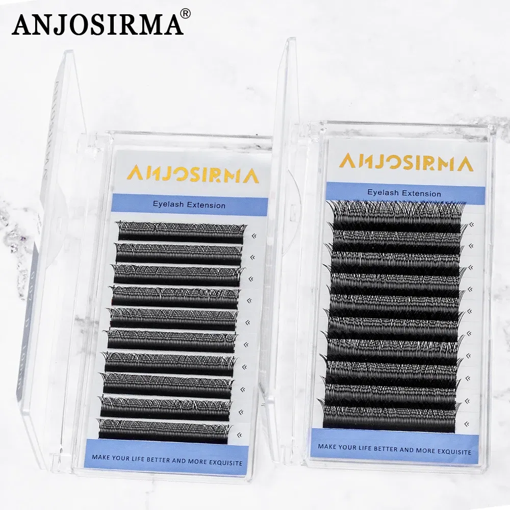 Curl: D, Length: 12mm - ANJOSIRMA YY Shaped Eyelash Extension, 3 Split Tips, Soft BASF Lash,  Hand Made Curl, High Quality, 3D，0.07 makeup eyelashes