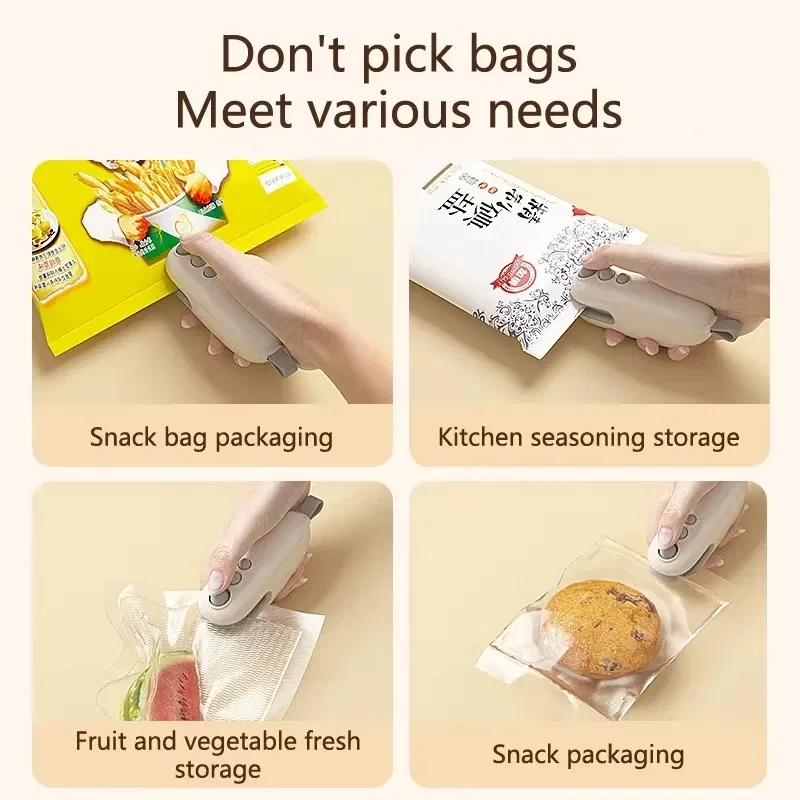 Color: Blue - XIAOMI Mini Sealing Machine Handheld Heated Portable USB Recharge Food Bag Sealer Household Magnetic Packaging Cut Seal Dual Use
