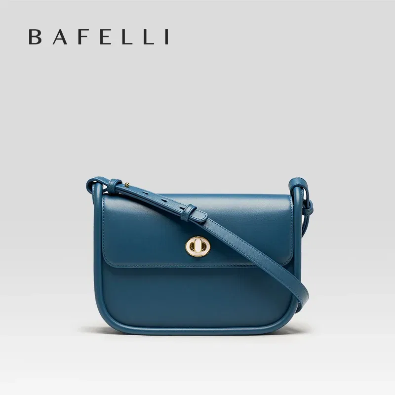 Color: DEEP BLUE - BAFELLI 2024 WOMEN'S NEW TREND LEATHER SADDLE BAGS FASHION STYLE ORIGINAL DESIGNER LUXURY BRAND CASUAL CROSSBODAY PURSE SHOULDER