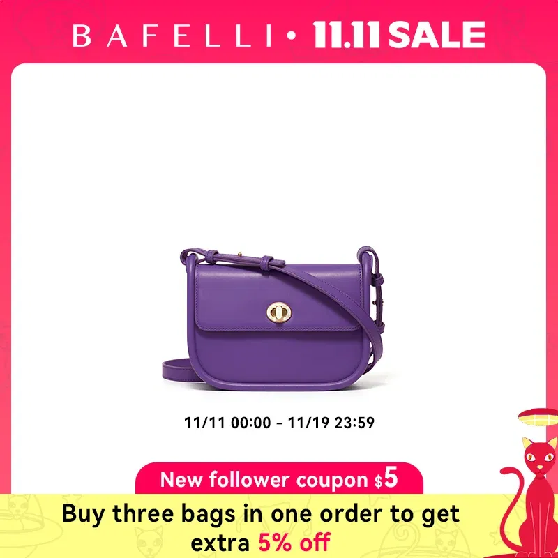 Color: DEEP BLUE - BAFELLI 2024 WOMEN'S NEW TREND LEATHER SADDLE BAGS FASHION STYLE ORIGINAL DESIGNER LUXURY BRAND CASUAL CROSSBODAY PURSE SHOULDER