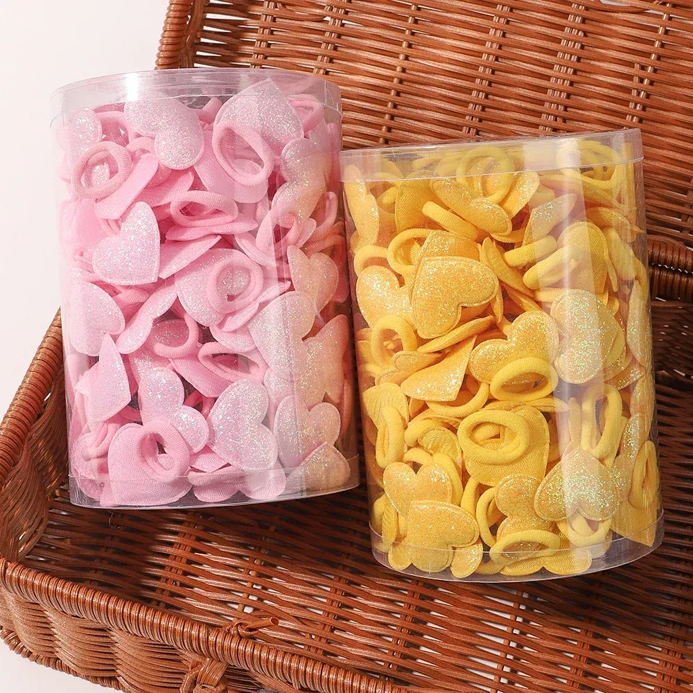 Color: Dark Grey - 10pcs Love Star Kids Hair Loop No Harm Hair Towel Loop Head Rope Cartoon Ponytail Holder Rubber Band Girls Hair Accessories