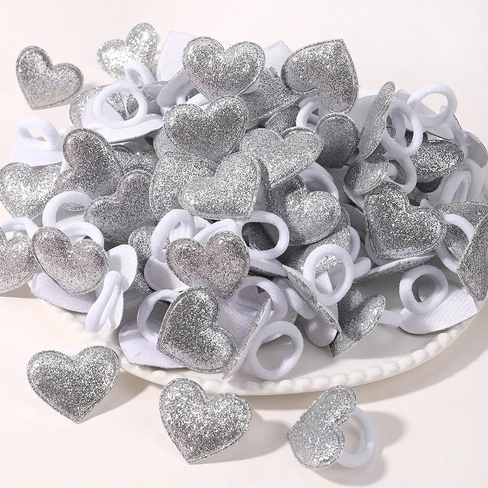 Color: Dark Grey - 10pcs Love Star Kids Hair Loop No Harm Hair Towel Loop Head Rope Cartoon Ponytail Holder Rubber Band Girls Hair Accessories