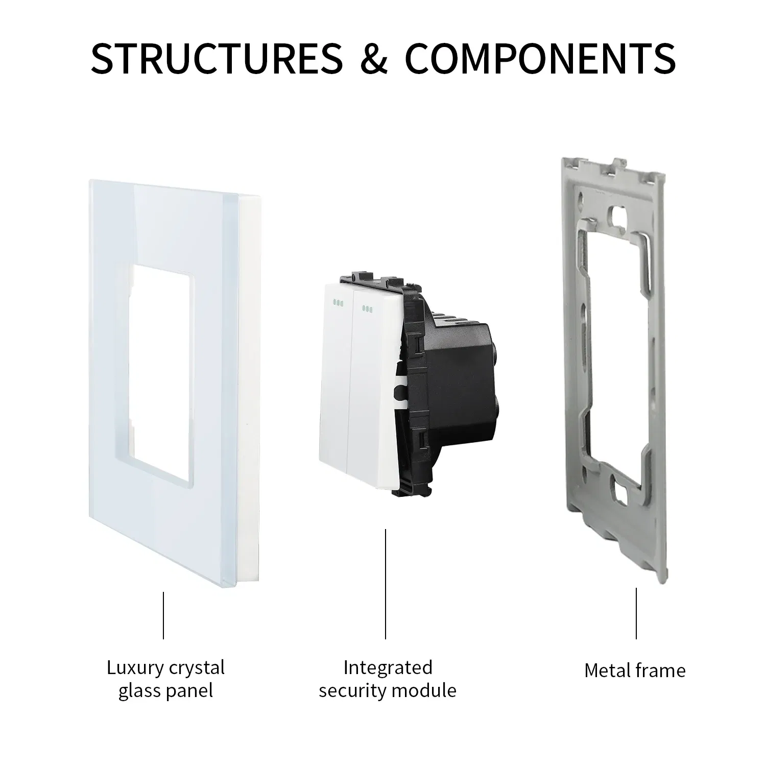 Color: Blue, Size: 3XL, Ships From: CHINA - Bingoelec Push Button Switch 1/2/3 Gang 1 Way 2 Way 3 Way EU Standard Home light Switch Crystal Glass Panel Wall switch