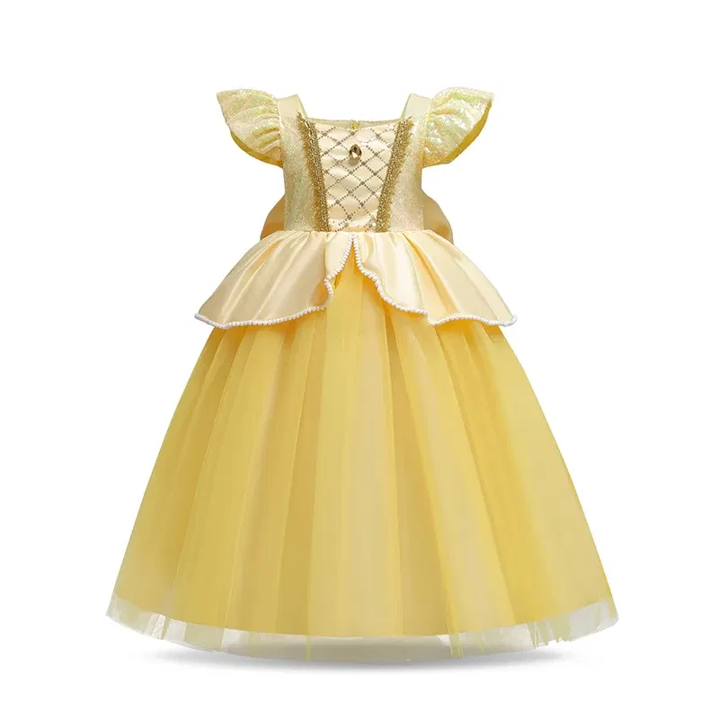 Color: MULTI, Kid Size: 13 - Disney Deluxe Elegant Rapunzel Princess Ball Gown Fancy Birthday Party Dress Cinderella Vestidos Costume Play Carnival Apparel