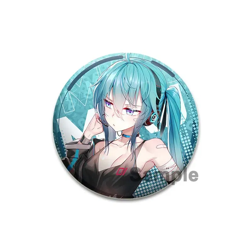 Color: army green, Size: M - 58/44/32mm Miku Anime Round Pins Cartoon Badges Cosplay Handmade Tinplate Brooch on Backpack Clothes Chest Ornament Gifts