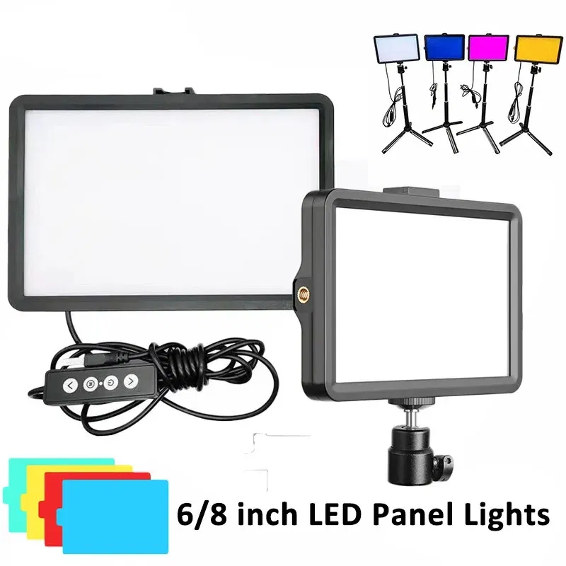 Color: WHITE - 6/8 Inch Video Led Light Photography Selfie Dimmable Video Fill Light for Photo Studio Live Stream Fill Lamp No Tripod Stand